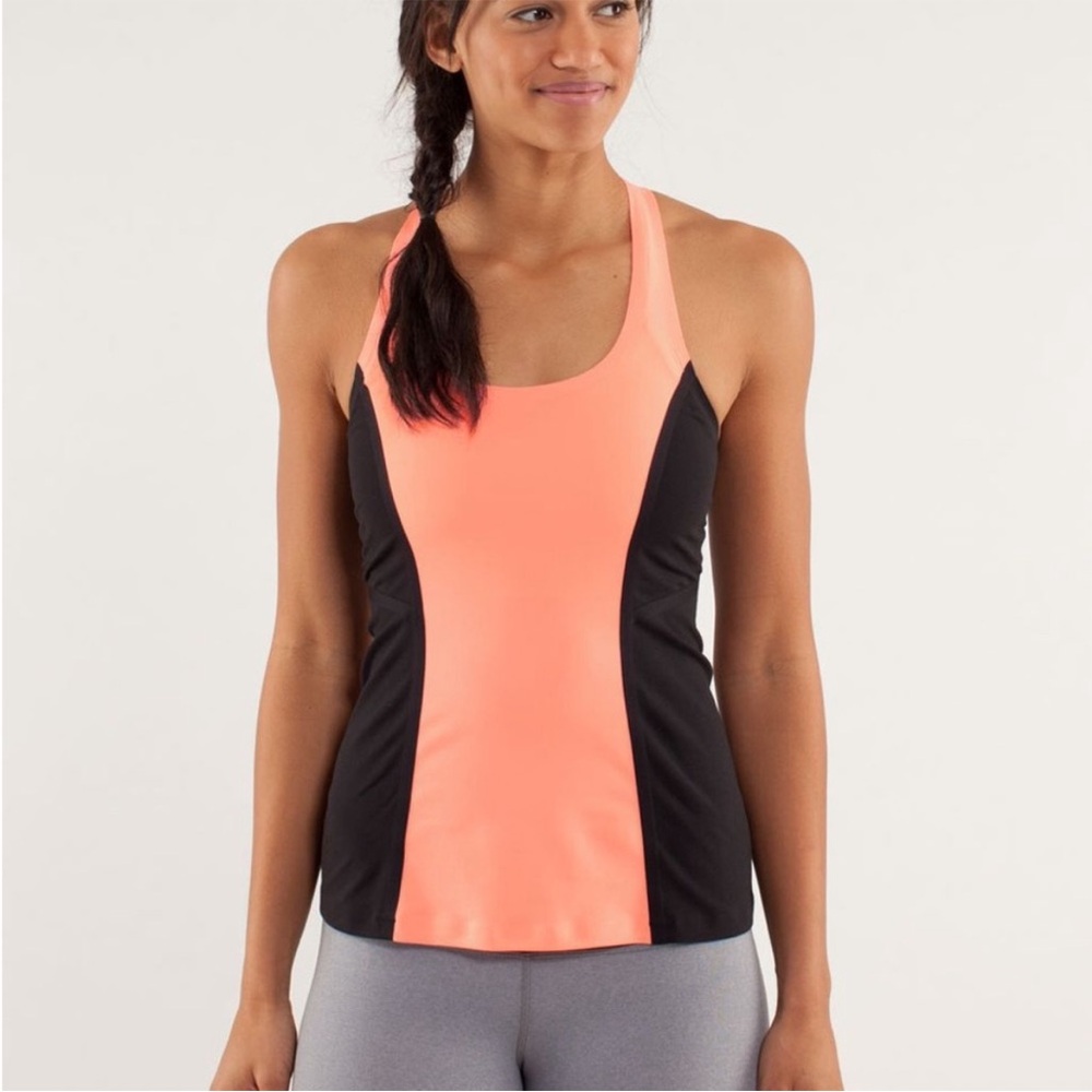 Lululemon Sz 10 Racerback Tank Surf Bonded black orange Active SIZE 10 preowned